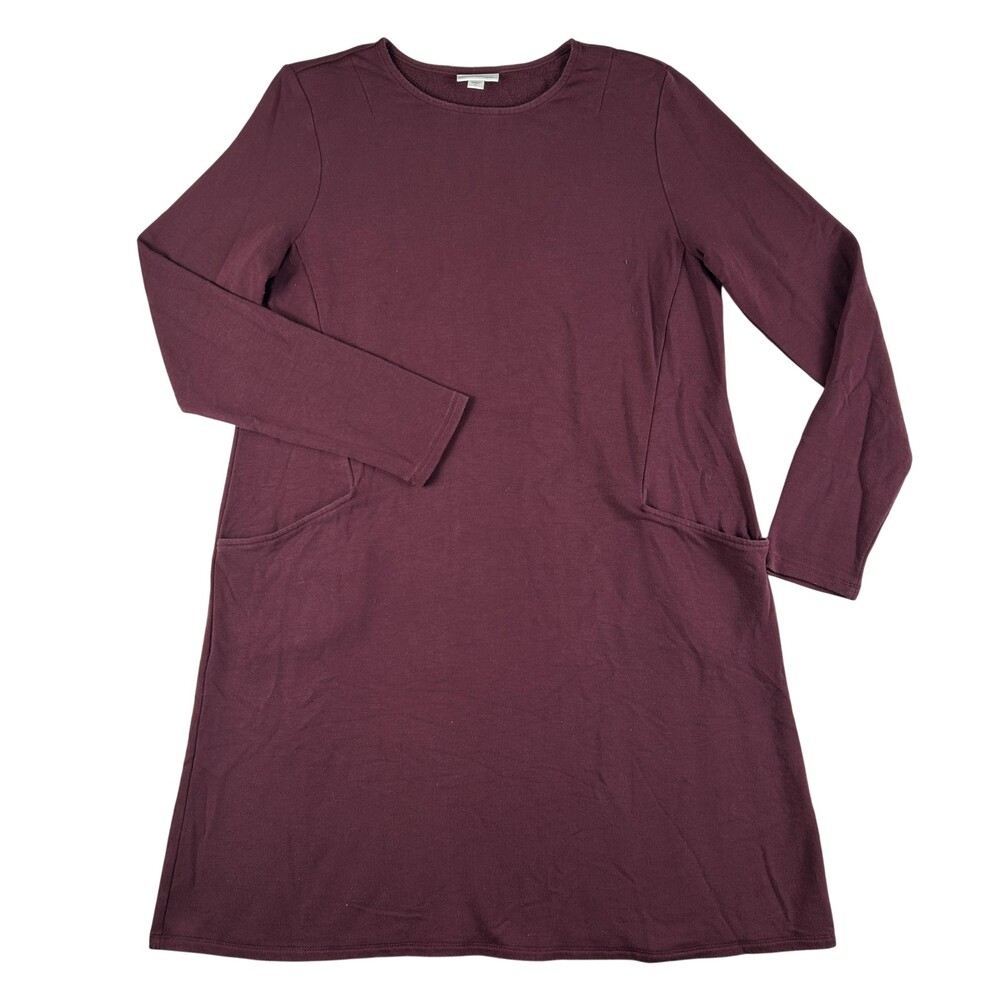 Pure Jill Dress Womens Small Purple Jersey Knit T-Shirt Shift Pockets Casual